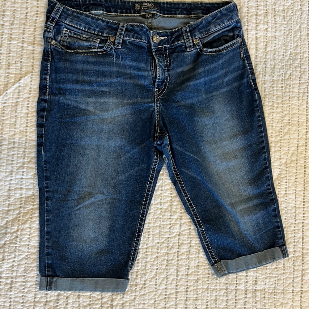 Sold..Two pair of Silver Suki Capris Size 20 that I shortened to 16 inches.